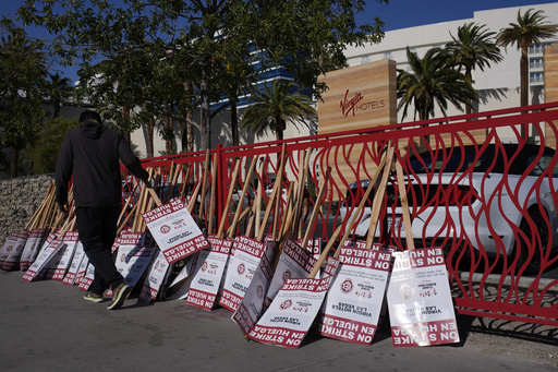 Las Vegas hospitality workers’ union secures agreement with casino, concluding historic prolonged strike.