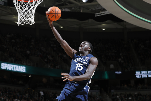 No. 12 Michigan State tops Penn State 90-85, clinching first 10-game win streak since the 2019 Final Four run.