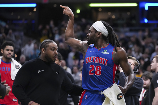 NBA suspends and fines Isaiah Stewart of Detroit following his ejection for a flagrant foul in defeat against the Pacers.