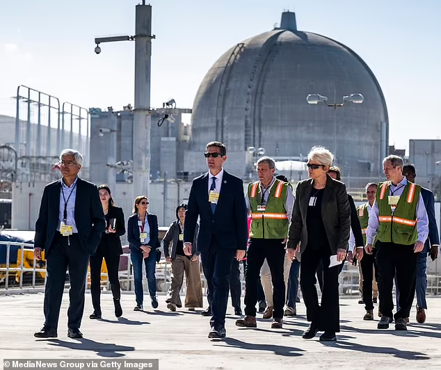 The $25 billion firm said it discovered a downed conductor at a tower. (Pictured: Edison International CEO Pedro J. Pizarro taking a tour of a fuel storage installation in California with the U.S. Secretary of Energy Jennifer Granholm and U.S. Rep. Mike Levin in 2022)

