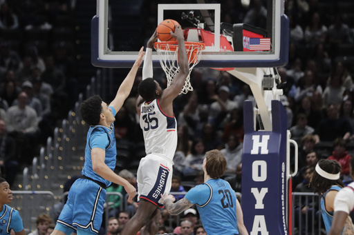 Alex Karaban tallies 19 points in second-half rally to lead No. 9 UConn to a 68-60 victory over Georgetown.