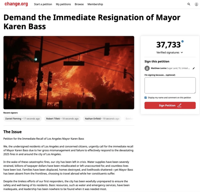 Change.org - sign petition against Mayor Karen Bass