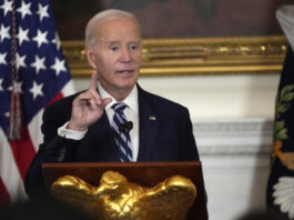 President Joe Biden speaks at a reception for new Democratic members of Congress in the State Dining Room of the White House, Sunday, Jan. 5, 2025, in Washington. (AP Photo/Manuel Balce Ceneta)