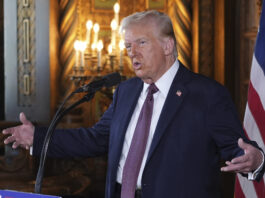 President-elect Donald Trump speaks during a news conference at Mar-a-Lago, Tuesday, Jan. 7, 2024, in Palm Beach, Fla. (AP Photo/Evan Vucci)