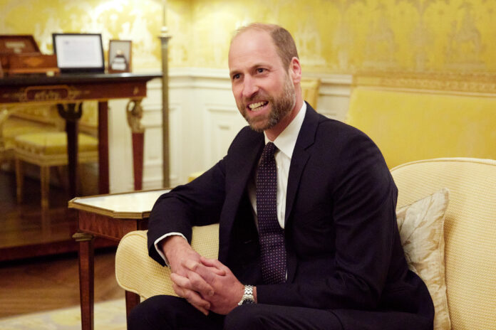 PARIS, FRANCE - DECEMBER 7: Prince William, Prince of Wales reacts during his meeting with President-Elect Donald Trump (not pictured) at the Embassy of the United Kingdom's Residence on December 7, 2024 in Paris, France. Donald Trump was among the wave of foreign dignitaries descending on Paris this weekend to attend a reopening ceremony at Notre-Dame Cathedral, more than five years after it was damaged in a major fire. (Photo by Oleg Nikishin/Getty Images)