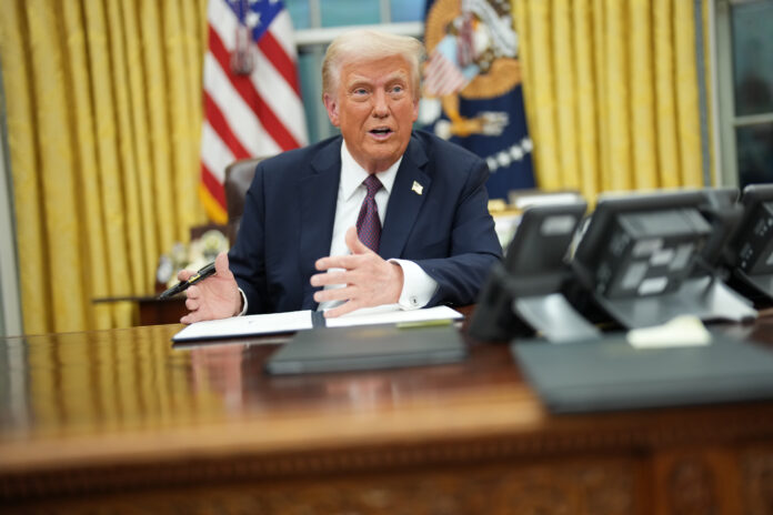 Washington , DC - January 20: President Donald Trump signs a series of executive orders at the White House on January 20, 2025, in Washington, DC. (Photo by Jabin Botsford /The Washington Post via Getty Images)