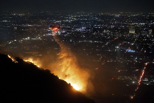 Fire erupts in Hollywood Hills amid raging wildfires in the greater Los Angeles region