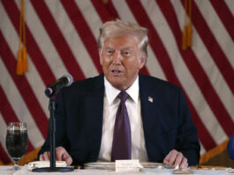 President-elect Donald Trump speaks during a meeting with Republican governors at Mar-a-Lago, Thursday, Jan. 9, 2025, in Palm Beach, Fla. (AP Photo/Evan Vucci)