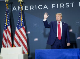 Washington, DC - July 26 : Former President Donald Trump departs the stage after speaking during the America First Agenda Summit organized by America First Policy Institute AFPI on Tuesday, July 26, 2022 in Washington, DC. (Photo by Jabin Botsford/The Washington Post via Getty Images)