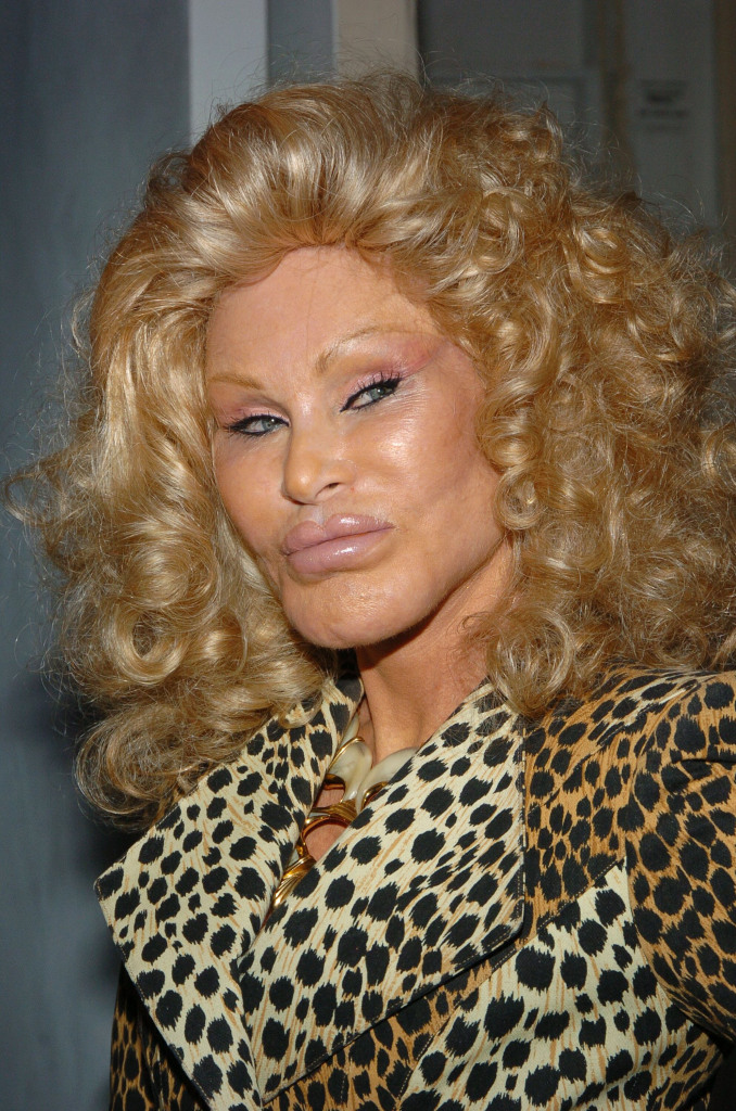 Jocelyne Wildenstein during Olympus Fashion Week Spring 2005 - Lloyd Klein - Backstage and Front Row at Plaza Tent, Bryant Park in New York City, New York, United States. (Photo by Lawrence Lucier/FilmMagic)