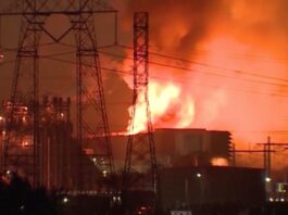 Huge fire breaks out at Moss Landing battery plant in California as raging inferno sparks evacuations (Photo: Daily Mail Video)