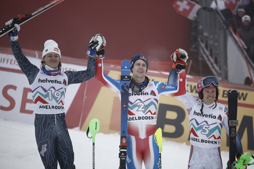 Clément Noël clinches World Cup slalom victory in misty Adelboden as Manuel Feller does not complete the race.