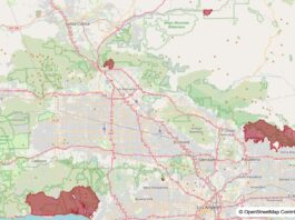 SoCal fires perimeter map: Taylor Johnston and John Kelly / CBS News • Source: CalFire