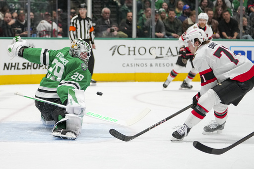 Roope Hintz nets two goals, leading the team with 18, as Stars triumph over Senators 4-2