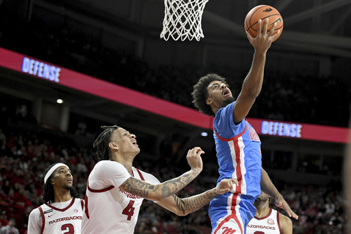 Mississippi, ranked 23rd, defeats Arkansas 73-66, claiming their first Fayetteville win since 2015.