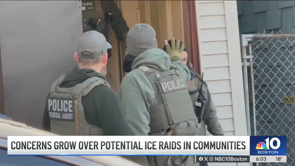 There’s growing concern over potential ICE raids locally after federal agents were spotted by NBC Boston cameras entering homes in East Boston Wednesday and taking people into custody.
NBC Boston