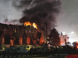 First responders work the scene after a small plane crashed in Philadelphia, Friday, Jan. 31, 2025. (AP Photo/Matt Rourke)