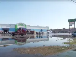 Plaza Latina Bazaar, the shopping center where the fire happened, on Jan. 3, 2025. Photo: WFAA/YouTube