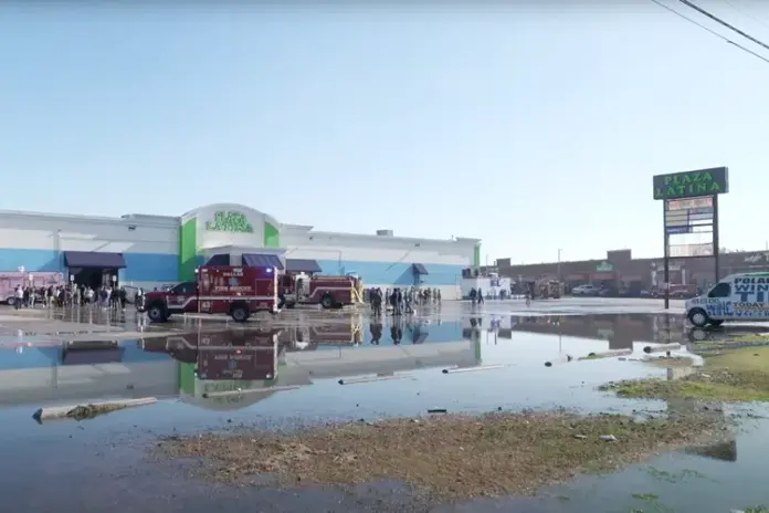 Plaza Latina Bazaar, the shopping center where the fire happened, on Jan. 3, 2025. Photo: WFAA/YouTube