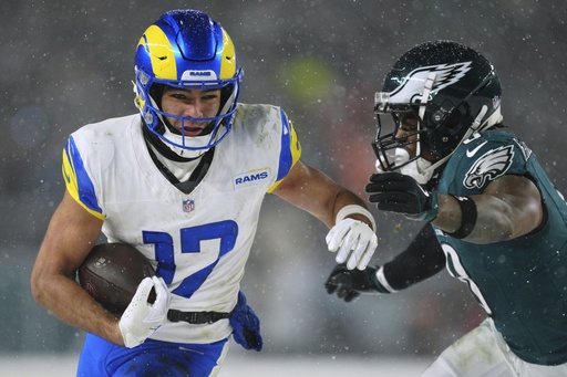 Snowy conditions lead to Rams’ fumbles, thwarting playoff upset attempt in Philadelphia