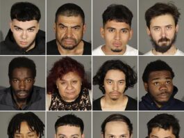 A gallery of shame shows the people accused of taking advantage of the LA fire Vistims, including Joshua Kaliel Love (second row, first column), Miguel Angel Dorantes (second row, third column), and Dominic Pacheco Magana (first row, third column) (Photo: Santa Monica Police Department)