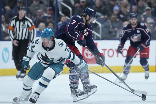 Blue Jackets achieve sixth consecutive win with 4-1 triumph against Sharks