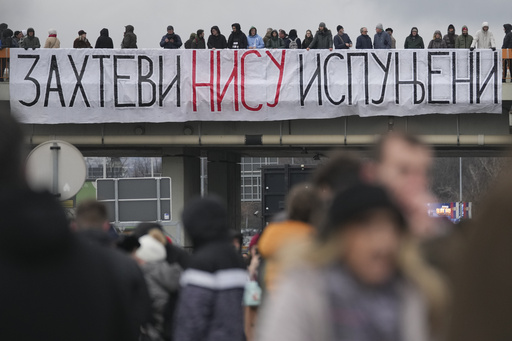 Major highway in Belgrade shut down amid student demonstrations following train station accident