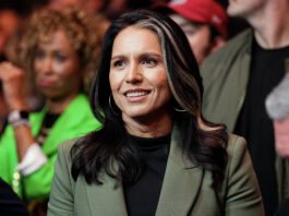 NEW YORK, NEW YORK - NOVEMBER 16: Politician Tulsi Gabbard is seen during the UFC 309 event at Madison Square Garden on November 16, 2024 in New York City. (Photo by Chris Unger/Zuffa LLC)