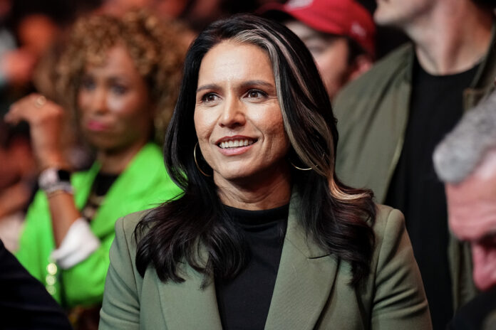 NEW YORK, NEW YORK - NOVEMBER 16: Politician Tulsi Gabbard is seen during the UFC 309 event at Madison Square Garden on November 16, 2024 in New York City. (Photo by Chris Unger/Zuffa LLC)