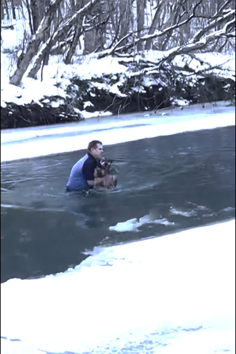 Video captures man’s heroic rescue of dog from icy Vermont river