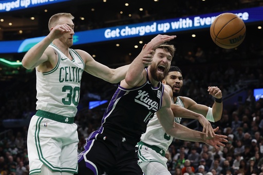 Domantas Sabonis records 23 points and a personal-best 28 rebounds as Kings overcome Celtics 114-97