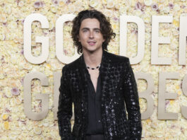 FILE - Timothee Chalamet appears at the 81st Golden Globe Awards on Jan. 7, 2024, in Beverly Hills, Calif. (Photo by Jordan Strauss/Invision/AP, File)