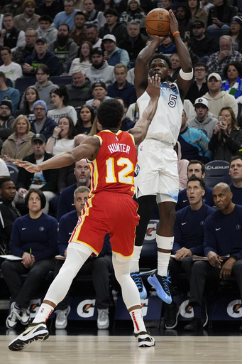 Timberwolves hold off shorthanded Hawks 100-92, even with DeAndre Hunter scoring 35 points, a career-best.