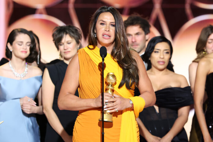 Karla Sofía Gascón wins Best Motion Picture Musical or Comedy for 