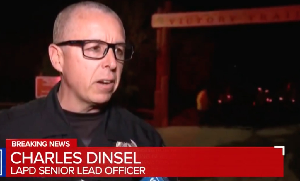 Charles Dinsel, the senior lead officer LAPD , confirmed that a man was caught trying to start a fire (Photo: YouTube)