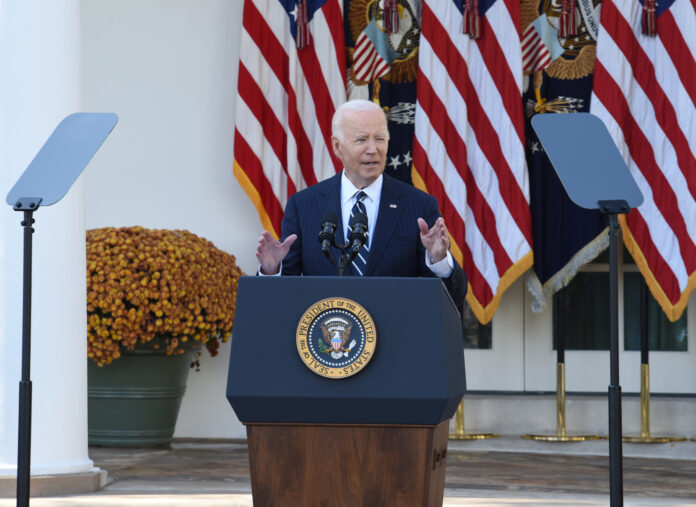 WASHINGTON, DC - NOVEMBER 07: U.S. President Joe Biden speaks about the results of the 2024 election in the Rose Garden on November 7, 2024 in Washington, DC. (Photo by Chen Mengtong/China News Service/VCG via Getty Images)