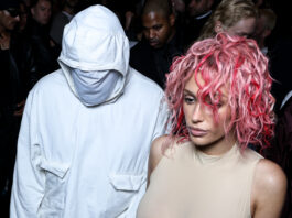 PARIS, FRANCE - JUNE 19: (EDITORIAL USE ONLY - For Non-Editorial use please seek approval from Fashion House) (L-R) Kanye West and Bianca Censori attend the Prototypes Menswear Spring/Summer 2025 show as part of Paris Fashion Week on June 19, 2024 in Paris, France. (Photo by Lyvans Boolaky/Getty Images)