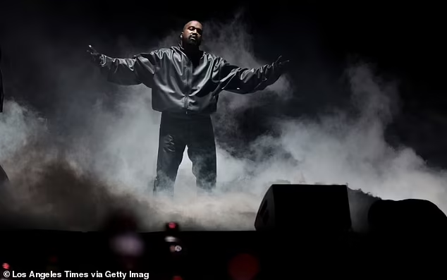 A source said: 'Kanye is just ****ing up every opportunity that comes to him. The stunt was  has been greeted with horror in Japan' ; pictured performing in LA in 2024

