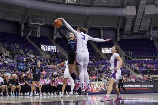 Madison Conner hits 4 three-pointers as No. 11 TCU women surge in second half to triumph over BYU 79-47.