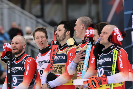 Swiss athletes Franjo von Allmen and Loic Meillard claim gold in the team combined competition at the world championships.