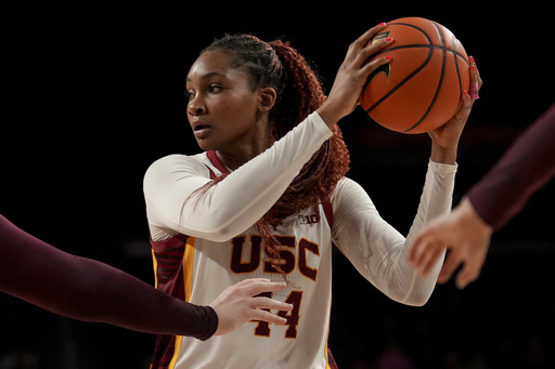 Iriafen tallies 24 points in No. 7 USC’s 84-63 victory over No. 8 Ohio State as Watkins faces difficulties.