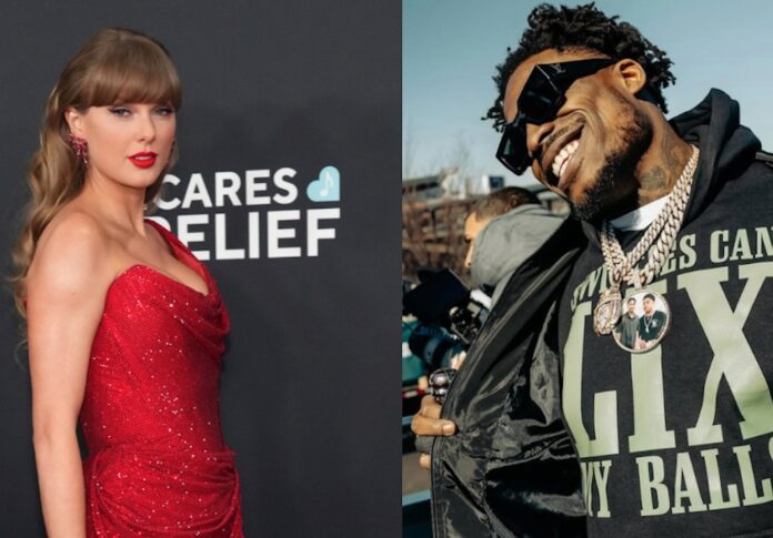 Eagles’ CJ Gardner-Johnson Insults Swifties with Rude Hoodie at Parade (Photo:Taylor Swift arrives at the 67th annual Grammy Awards on Sunday, Feb. 2, 2025, in Los Angeles. (Photo by Jordan Strauss/Invision/AP - CJ Gardner-Johnson /Instagram)