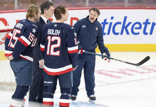 Guy Gaudreau participates in practice with USA squad for the 4 Nations Face-Off