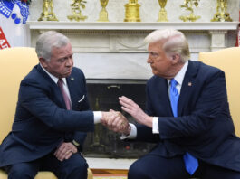 President Donald Trump speaks with Jordan's King Abdullah II in the Oval Office at the White House, Tuesday, Feb. 11, 2025, in Washington. (Photo/Alex Brandon)