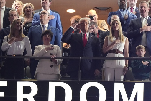 Super Bowl Football, Trump during National Anthem