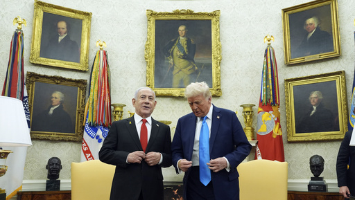 President Donald Trump meets with Israel's Prime Minister Benjamin Netanyahu in the Oval Office of the White House, Tuesday, Feb. 4, 2025, in Washington. (AP Photo/Evan Vucci)