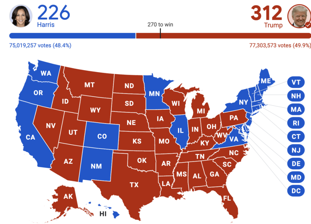 Elections 2024 final results map