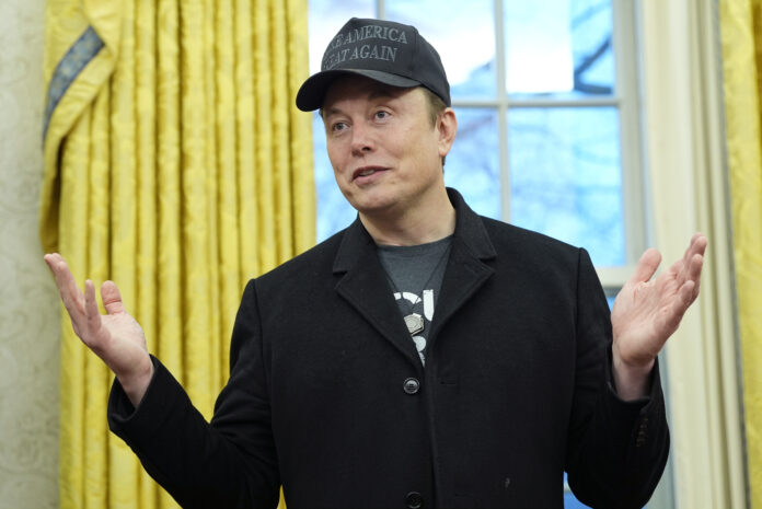 Elon Musk speaks during an event with President Donald Trump in the Oval Office at the White House, Tuesday, Feb. 11, 2025, in Washington. (Photo/Alex Brandon)