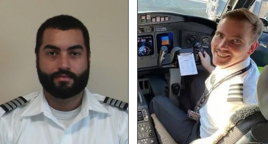 Captain Jonathan Campos, 34, (left) and First Officer Samuel Lilley, 28, (right) tried to pull the American Airlines jet's nose up.