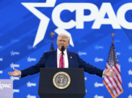 President Donald Trump speaks at the Conservative Political Action Conference, CPAC, at the Gaylord National Resort & Convention Center, Saturday, Feb. 22, 2025, in Oxon Hill, Md. (AP Photo/Jose Luis Magana)